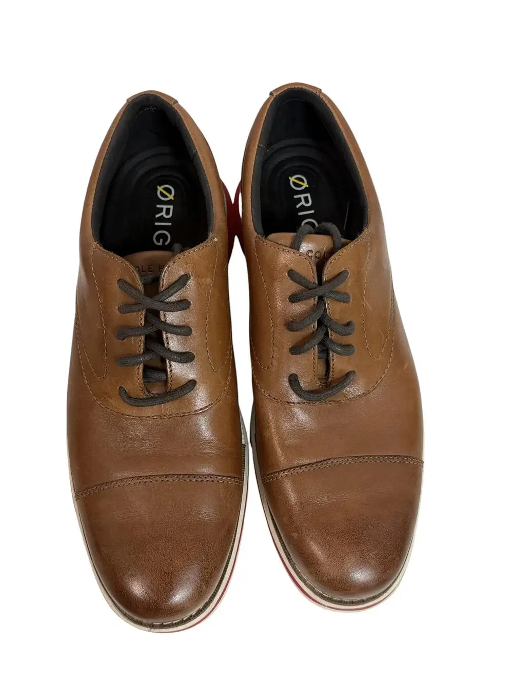 Cole Haan OriginalGrand Shoes Mens Size 9 Brown Leather Derby Dress Cap Toe